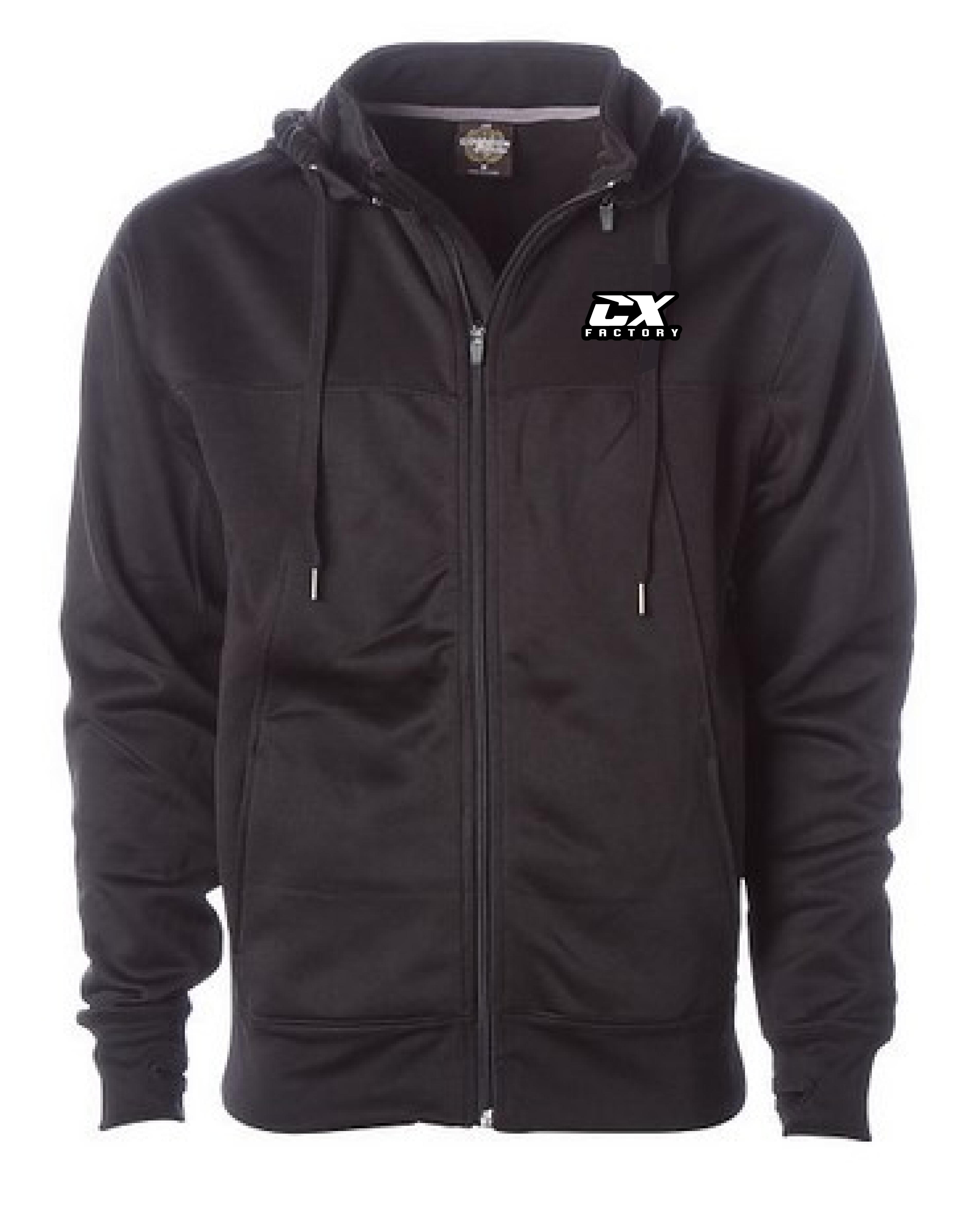 CX Factory Embroidered Poly-Tech Zip Hooded Sweatshirt - Black