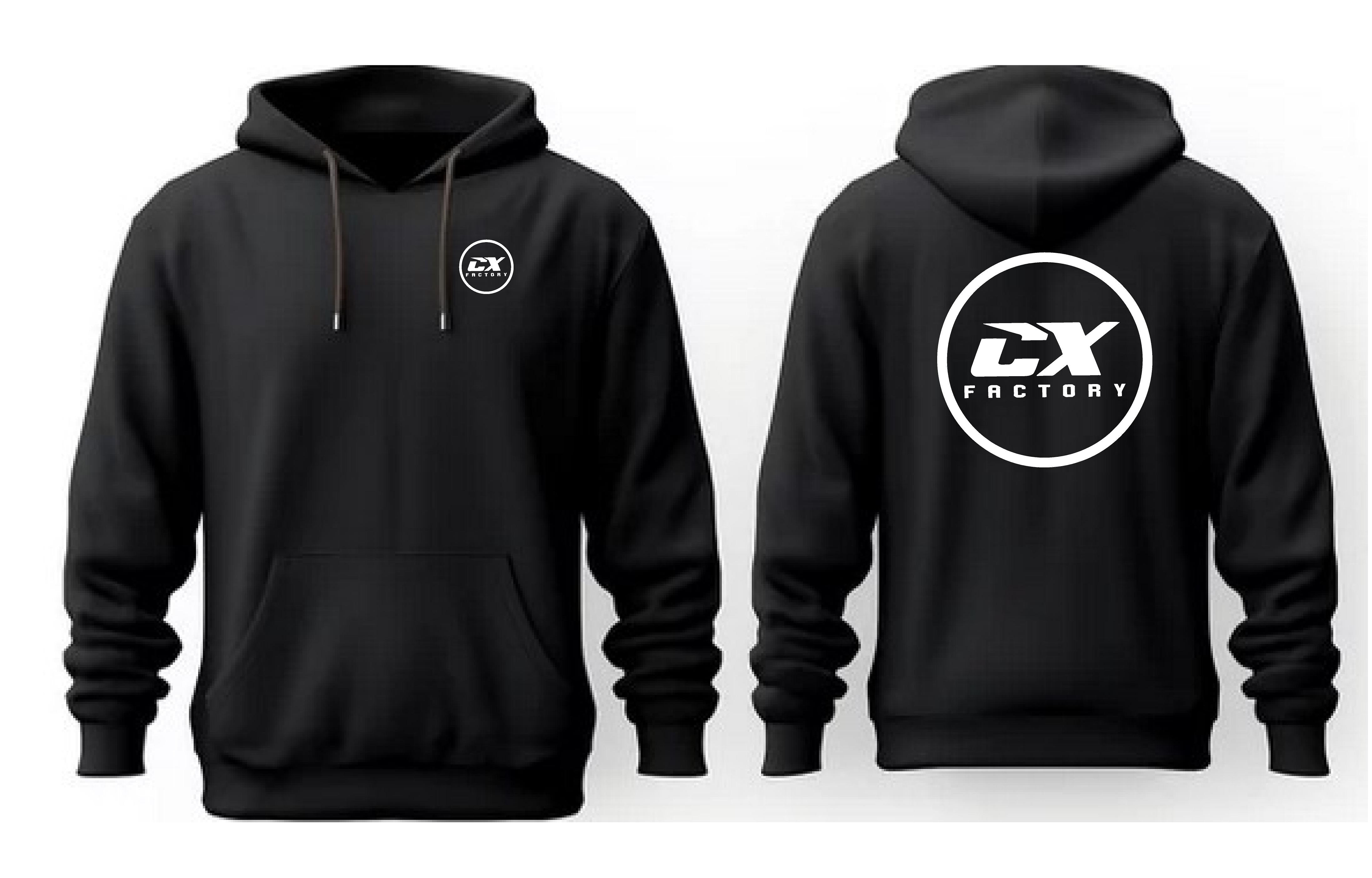 CX Factory Hoodie Circle Logo Front and Back - Black/White
